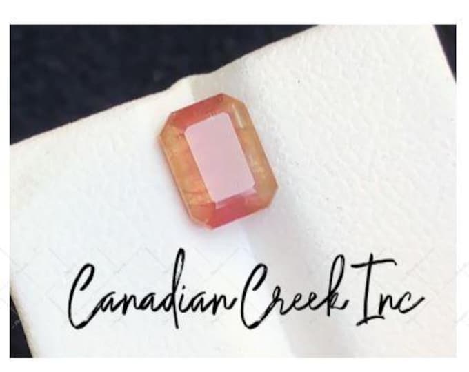 2.00 Carat Peach Tourmaline. Faceted Emerald Cut. Genuine Mined Loose Gemstones. Untreated. Collection Gifts. 8.1 x 5.9 x 4.3 mm. Gift.