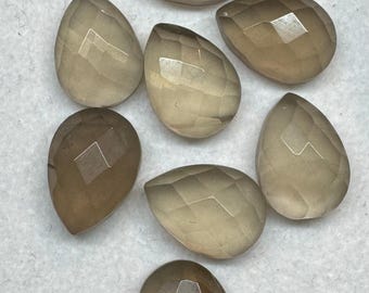 6.20 Carat Smokey Quartz. Faceted Checkered Pear Shape. Loose Gemstones for Making Jewellery Untreated. Single Piece. 14 x 10 x 5.6 mm.