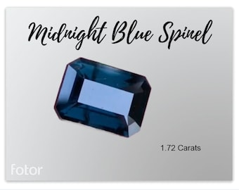1.72 Carat Spinel Mid-Night Blue. 100% Natural Unheated. 8.0 x 5.7 x 3.8 mm. Loose Gemstone for Jewelry Making and Gifts. Earth Mined.