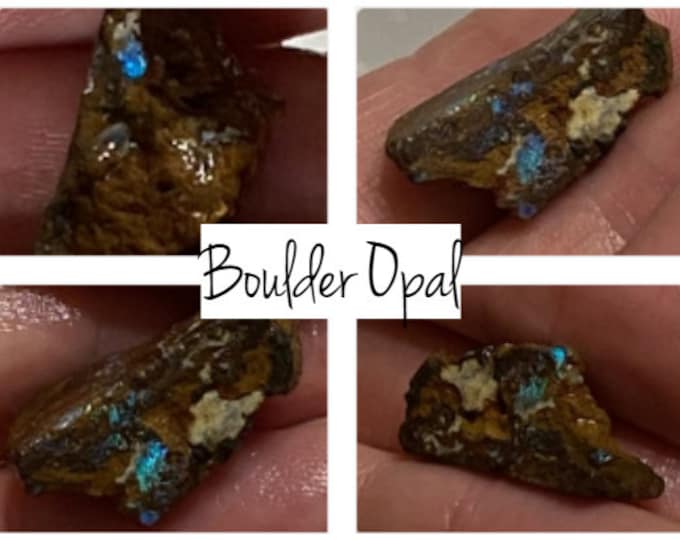 Earth Mined 16.85 Ct Natural Queensland Boulder Opal Rough. Jewellery Supplies and Pendant Stones. 19.6 x 7 mm. Purple and Blue Accents.