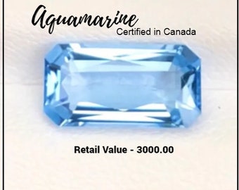 3.55 Carat Certified Natural Santa Maria Violet Blue Aquamarine 12.86 x 6.85 x 4.89 mm Loose Gemstone, Jewelry Making and Gifts. Earth Mined