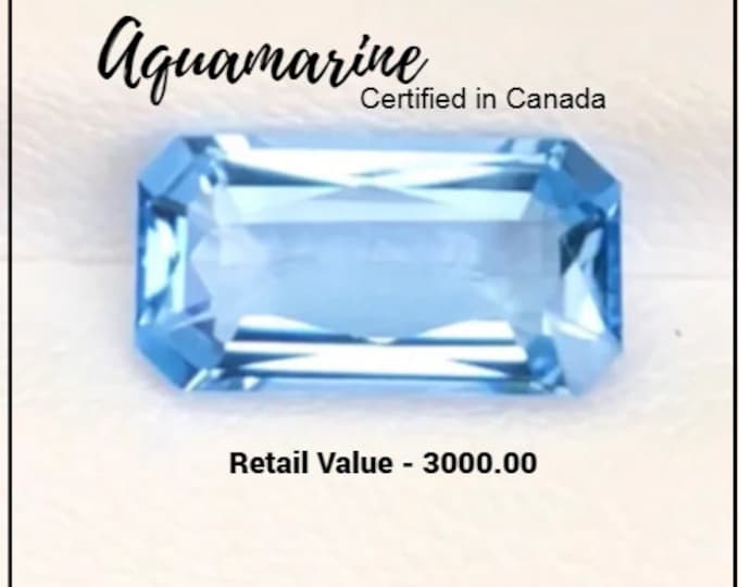 3.55 Carat Certified Natural Santa Maria Violet Blue Aquamarine 12.86 x 6.85 x 4.89 mm Loose Gemstone, Jewelry Making and Gifts. Earth Mined