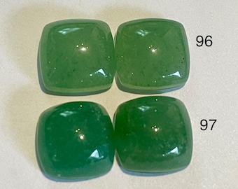 Pair of Cushion Cabochon Natural Green Aventurine 9.90 x 9.950 x 5.00 mm  Loose Gemstone for Jewelry Making and Gifts. Genuine Earth Mined