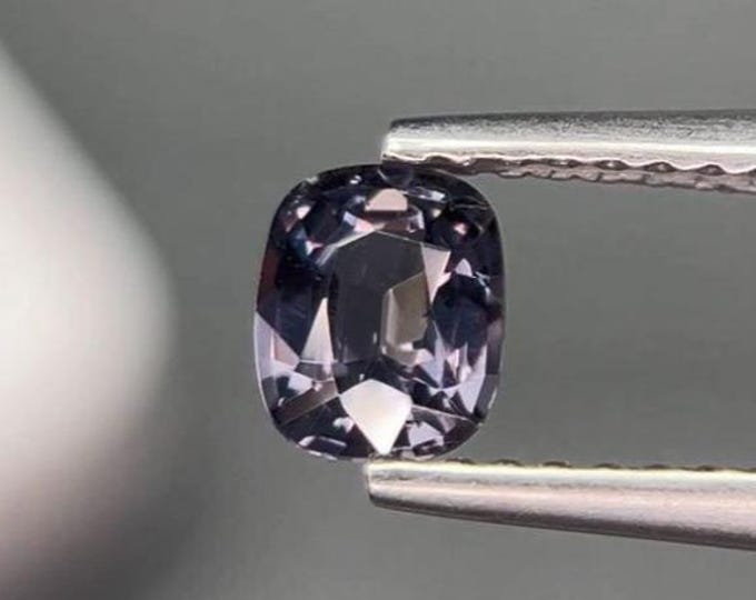0.52 Carat Natural Steel Purple Spinel. VS Beautiful Dark Grey Gemstone. Genuine Mined. Faceted Cushion Cut. Untreated. 5.3 x 4.3 x 2.8 mm.