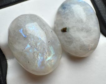 2 Piece: 27.30 Carat Natural Moonstone. Natural Gemstone Cabochon. Oval Polished. Untreated Gemstones. 18.6 x 12.8. Not a Perfect Match.