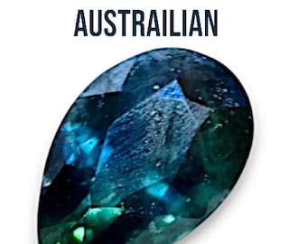 Parti - Sapphire Austrailian. 0.58 Carats. Loose Gemstones for Jewelry. Faceted Pear Shape. 6 x 4 x 3.4 mm. Birthstone and Gifts. VS Stone