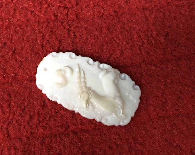 Capricorn Zodiac Mother Of Pearl Shell Found In Pacific Ocean. Birthstone Pendant. Half Drilled. Loose Gemstones for Creating