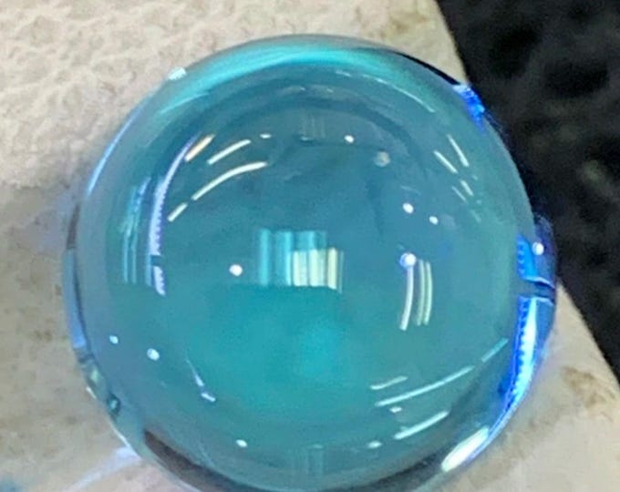 4.28 Carat Sparkling Natural Blue Topaz 9.100 x 9.100 x 5.100 mm Round Cabochon Loose Gemstone for Jewelry Making and Gifts. Earth Mined.