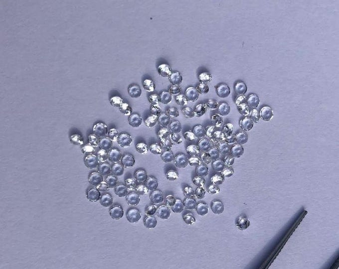 10 Piece: White Topaz. Round 1.3 x 1.3 x .8mm. Loose Gemstone for Jewelry Making and Gifts. Not Lab Created. Genuine Earth Mined.