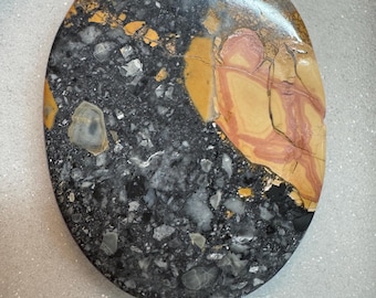 62 Carats Malingo Jasper Gemstone. Brown, Orange and White. Loose Gemstones for Making Jewellery. Oval Cabochon. 42 x 32 x 4mm
