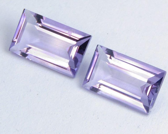 Pair: 3.88 Carat Genuine Amethyst. Unheated. Faceted Purple Quartz. VVS. Loose Gemstones for Jewelry. 10 x 6 x 4 mm. Earth Mined Gemstones