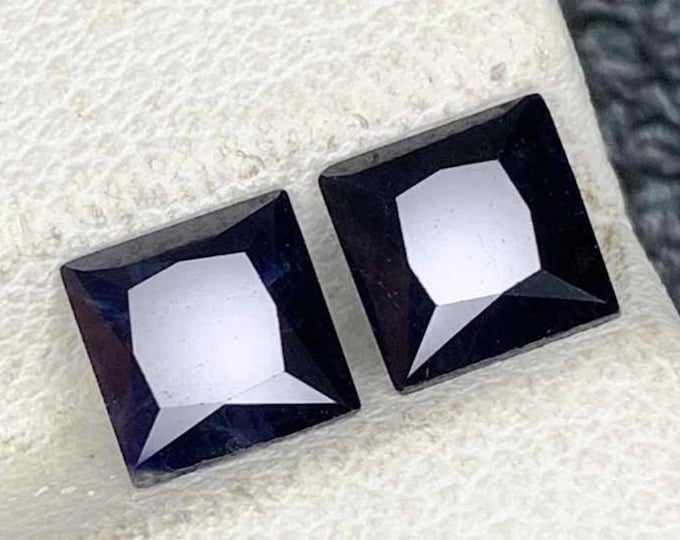 2.95 Carat Natural Black Sapphire Square Princess Cut 6.000 x 6.000 x 4.100 mm Loose Gemstone for Jewelry Making and Gifts. Genuine Mined.