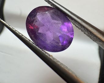 Discounted: 1.60 Carat Earth Mined Amethyst. Faceted Gemstone. Medium Purple. Loose Gemstones for Making Jewelry. 8.8 x 6.9 x4.6 mm. I Grade