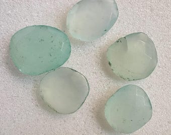 LOT: 30.45 Carat Teal Chalcedony. Earth Mined Gemstones. Double-Sided Checked Cut Rough. Jewelry Supplies and Gifts.