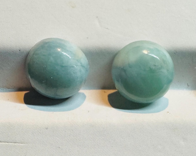 6.00 Carat Genuine Mined Larimar Pair. Loose Gemstone for Making Pendants. Unique Patterned Blue. 8.6mm. Lost Atlantis Stone. Chakra.