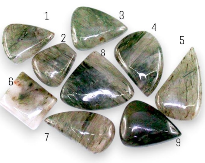 Natural Intense Black Rutile Quartz Cabochon. Genuine Mined Loose Gemstone for Making Jewellery. Gifts. Birthstone. Pendant. Sold Indivdual