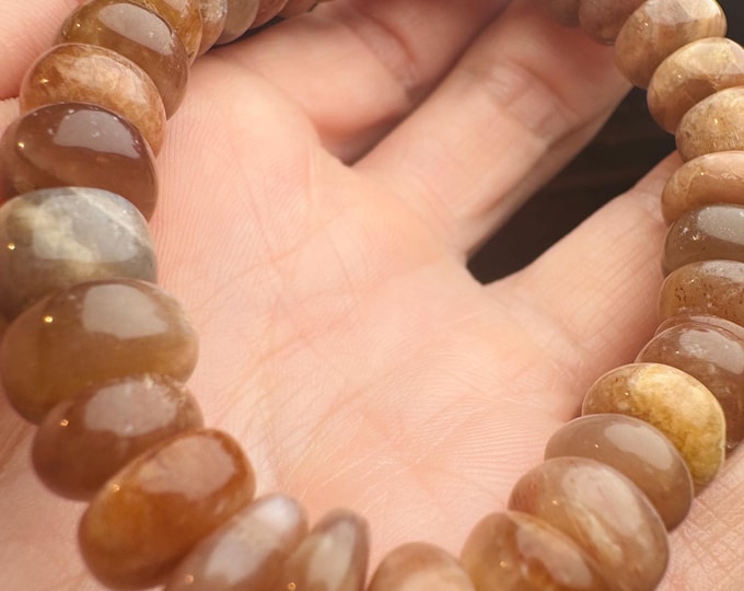 Genuine Mined 168.75 Cts Sunstone Bead Bracelet.  Stretchable. Untreated. Gemstone Beads. Beading Supplies. Birthstone Gift. 8 Inches