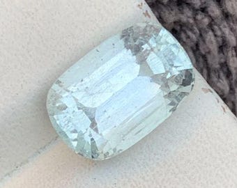 3.45 Carat Natural Light Blue Aquamarine. Faceted Cushion Cut Loose Gemstone. Birthstone Gifts. 10 x 6 x 6 mm. Genuine Mined. SI. Untreated