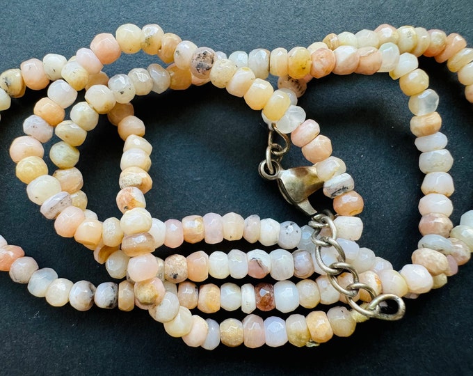 Genuine Mined 52.00 Cts Pink Faceted Opal Beads. 4x3mm. Untreated. Gemstone Beads. Beading Supplies. Birthstone Necklace Gift.
