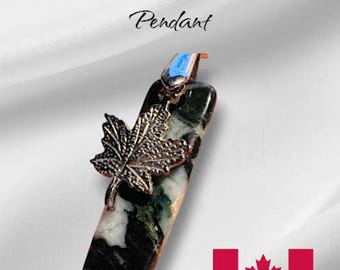 Genuine Dallasite Jasper Pendant. Rectangle Shape Canadian Pendant. Gemstone  38 x 15 x 6 mm. Vancouver Island B.C. Sustainable Stones.