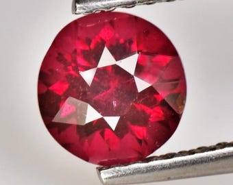 1,31 Carat Natural Rhodolite Garnet Round Cut Deep Red 6.300 x 6.300 x 4.499 mm Loose Gemstone for Jewelry Making, Birthstone Capricorn