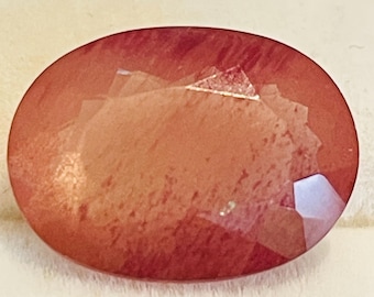 3.77 Carat Andesine Sunstone Bi-colour Orange Red Faceted Oval Cut 13.0 x 9.5 x 5.1 mm Loose Gemstone for Jewelry Making Genuine Earth Mined