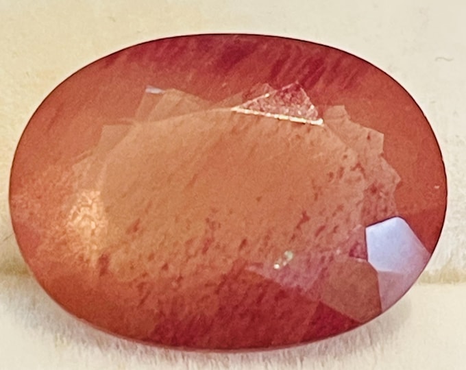3.77 Carat Andesine Sunstone Bi-colour Orange Red Faceted Oval Cut 13.0 x 9.5 x 5.1 mm Loose Gemstone for Jewelry Making Genuine Earth Mined