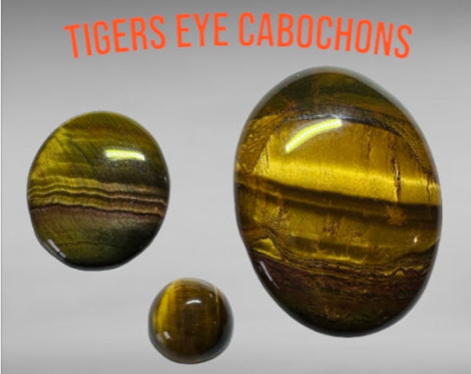 Tigers Eye Cabochons. Healing Stone. Oval Shape. Loose Gemstones for Jewlery. Genuine Mined. Untreated. Fantastic Flash. Sold Seperate