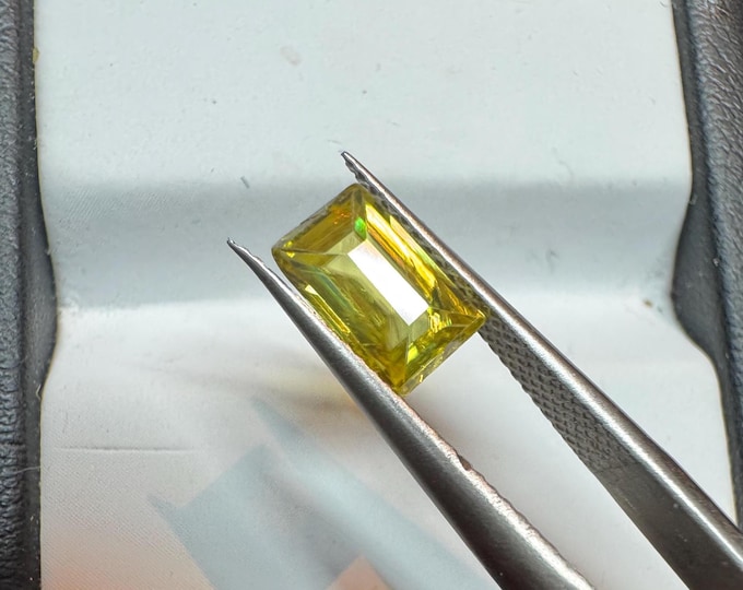 Discounted: Earth Mined 1.10 Sphene. Rectangle Cut Loose Gemstone for Making Jewelry. 7.4 x 4.5 x 3.1mm. Birthstone. Untreated. Chipped.