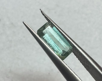 0.55 Carat Seafoam Green Tourmaline. Faceted Rectangle Cut. Loose Gemstones for Jewelry. VVS. Natural Untreated. 7.7 x 3.6 mm.