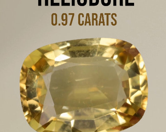 0.97 Carat Natural Heliodor Gemstone. Faceted Cushion Cut Heliodor Loose Gemstones for Jewelry. Yellow Beryl. 7.32 x 5.62 x 3.42 mm. Gifts.