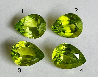 Apple Green Peridot Pear Shape, Sold Individually Natural Untreated Loose Gemstones for Jewelry Making and Gifts. Earth Mined. Genuine.
