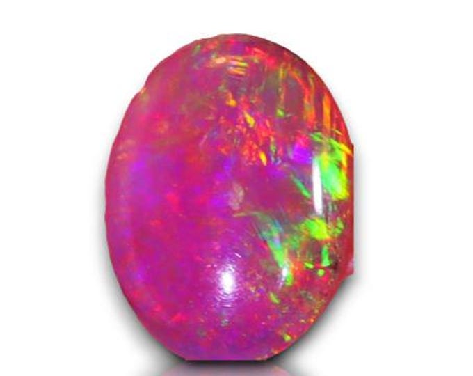Genuine Mined 0.46 Carat Natural Ethiopian Welo Opal Cabochon. 6.8 x 5. x 2.5 mm. Pink & Yellow Colouration. Oval Loose Gemstone. Birthstone