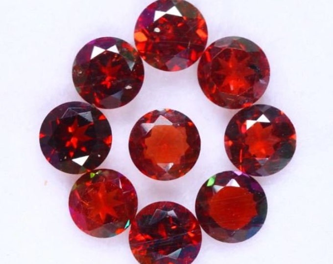 5 Pieces: 1.50 Carat Almandine Garnet 4 mm. Loose Gemstones for Jewelry Making and Gifts. Earth Mined. Bright Red. Untreated. VS.