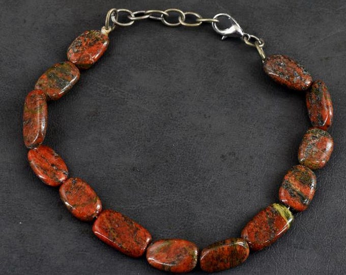 Genuine 58.00 Cts Blood Green Unakite Beads. 12x14mm. Untreated. Gemstone Beads. Beading Supplies. Birthstone Necklace Gift.