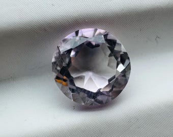 1.70 Carats Earth-Mined Amethyst Faceted Gemstone. Light Purple. Loose Gemstone for Making Jewelry. Round Cut VVS. 7.6mm. Birthstone