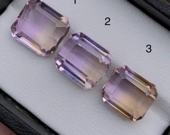 Genuine Mined Ametrine Premium Quality. Bi-Colour. Faceted Emerald Cut. Loose Gemstones for Creating Jewelry. VVS. Sold Individual.