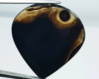 24.31 Carat Natural Black Lace Agate Gemstone. Earth Mined. Opaque Brown Green.  26.25 x 25.15 x 5.1mm. Jewelry Supplies. Birthstone. Gift.