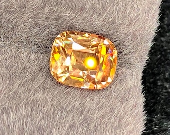 3.73 Carat Lovely Imperial Whiskey Zircon 8.700 x 5.000 x 5.300 mm Brilliant Cushion Cut Loose Gemstone for Jewelry Making and Gifts.