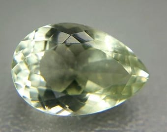 1.75 Carat Natural Green Prasiolite Pear Cut Loose Gemstone. Faceted Semi-Precious Stone for Jewelry and Pendants. Clear Lime Green. Gifts.