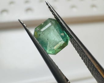0.87 Carat Green Tourmaline. Faceted Emerald Cut. Loose Gemstones for Jewelry. Included Grade. Genuine Mined. Untreated.  5.4 x 4.7 x 3.7 mm