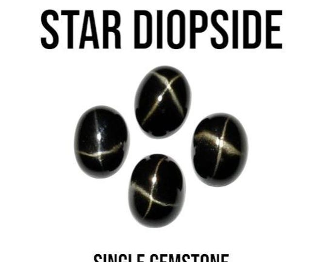 0.62 Carat Earth Mined Black Star Diopside. Oval Cabochon. 6 X 4mm. Sold Separately. Loose Gemstones for Jewellery. Untreated Natural.