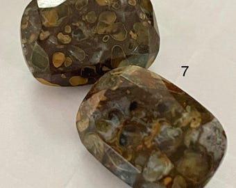 10.9 Carat Dinosaur Bone Fossil Faceted Cushion Cut 17.000 x 12.000 x 8.000 mm Loose Gemstone for Jewelry and Collecting. Mined Arizona USA.