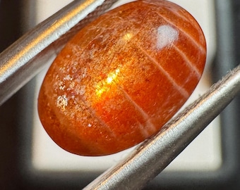 3.40 Carat Orange Sunstone. Cabochon Oval for Making Jewelry. Loose Gemstones.  11.9 x 7.9 x 5.0 mm. Genuine Earth-Mined.