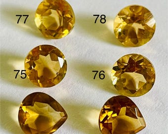 Natural Sunshine Yellow Citrine Lot Round Cut and Pear Cut Loose Gemstones for Jewelry Making and Gifts. Earth Mined. Sold Individually.