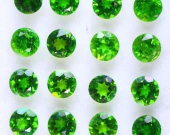 2 Piece: Natural Chrome Green Diopside. Faceted Round VS. 3.2 x 3.2 x 2.1 mm. Loose Gemstone for Jewelry Making and Jewelry Design and Gift