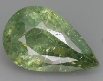 Discounted: 1.12 Carat Natural "Horsetail" Demantoid Garnet Faceted Pear Cut. Loose Gemstones  Untreated. 8.03 x 5.12 x 3.5mm. Micro Chip.