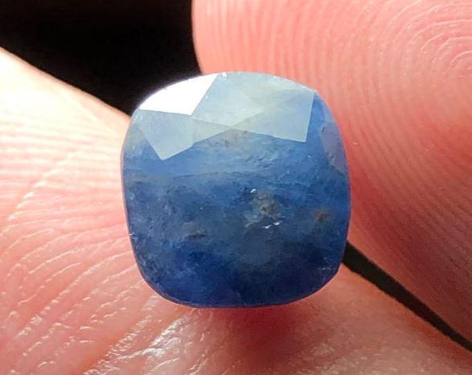 3.15 Ct Natural Blue Sapphire. Loose Gemstones for Jewelry. Faceted Deep Cushion Shape. 7.5 x 7.1 x 5.4 mm. Birthstone. Included Grade Stone