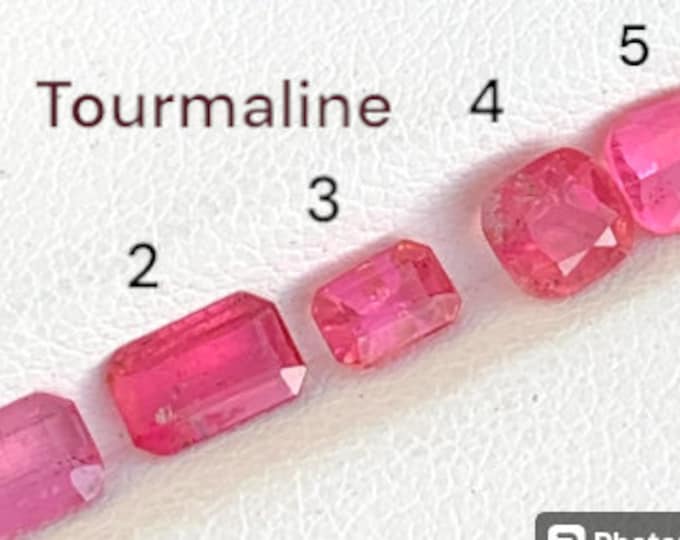 Pretty Pink Tourmaline. Faceted Emerald Cut. Loose Gemstones for Jewelry.  SI-VS. Genuine Mined. Natural Untreated. Sold Seperately.