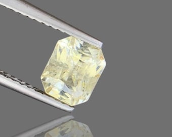 1.66 Carat Natural Yellow Sapphire Emerald Cut Unheated 6.6 x 5.5 x 4.5 mm Loose Gemstone for Jewelry Making and Gifts. Genuine Earth Mined.